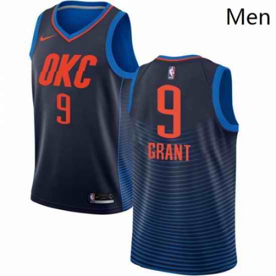 Mens Nike Oklahoma City Thunder 9 Jerami Grant Authentic Navy Blue NBA Jersey Statement Edition